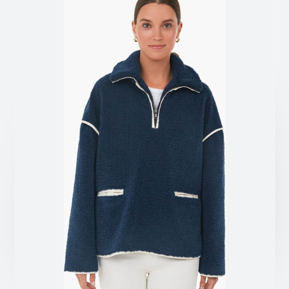 Tuckernuck Navy Rhodes Shearling Quarter Zip